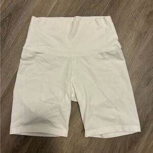 Aritzia TNA White Bike Shorts with Elastic Waistband